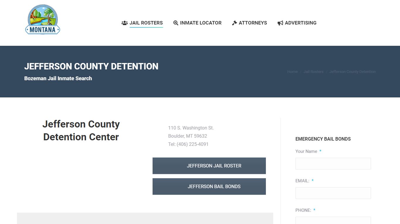 Jefferson County Jail Roster | Boulder MT Detention Center ...
